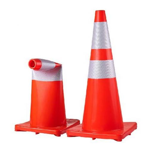 Cone flexível 75CM Com Faixa Refletiva – Plastcor