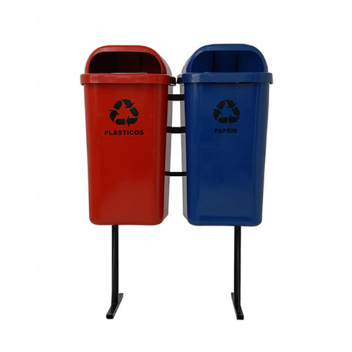 Suporte de Lixeiras Coleta Seletiva P/2 Lixeiras 50L