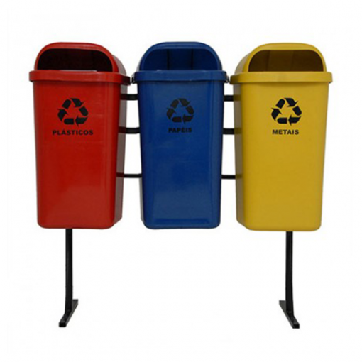 Suporte de Lixeiras Coleta Seletiva P/3 Lixeiras 50L