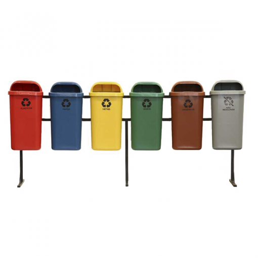 Suporte de Lixeiras Coleta Seletiva P/6 Lixeiras 50L